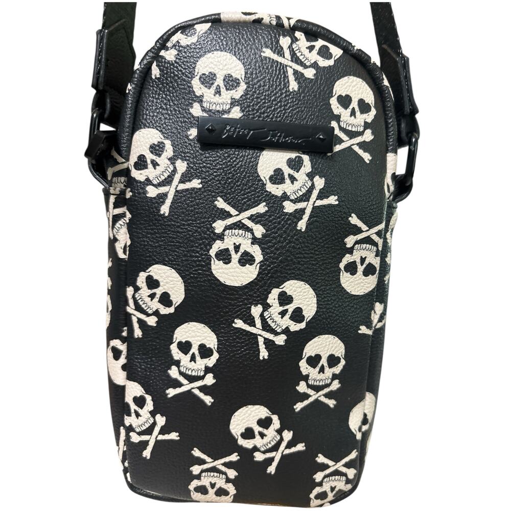 Betsey Johnson Black and White Skull Crossbody Bag